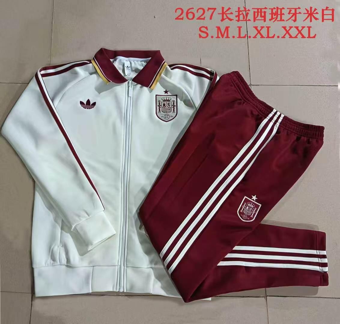 AAA Quality Spain 26/27 Tracksuit - White/Dark Red